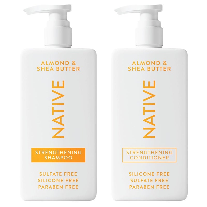 native Shampoo and Conditioner Contain Naturally Derived Ingredients| All Hair Type Color & Treated, Fine to Dry Damaged, Sulfate & Dye Free - Almond & Shea Butter, 16.5 fl oz each (2 pack) - Image 1